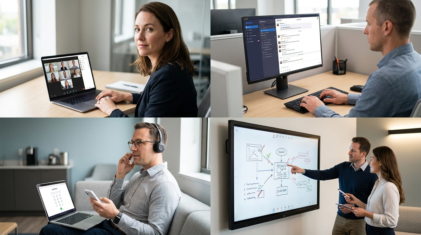 Zoom Meetings Chat Phone Whiteboard 功能区别对比
