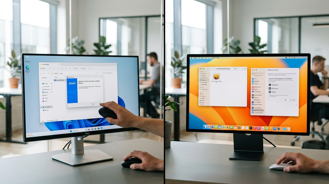 Windows与Mac安装zoom电脑版步骤对比