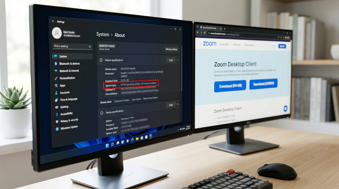 Windows版zoom下载选择64位或ARM64架构对照